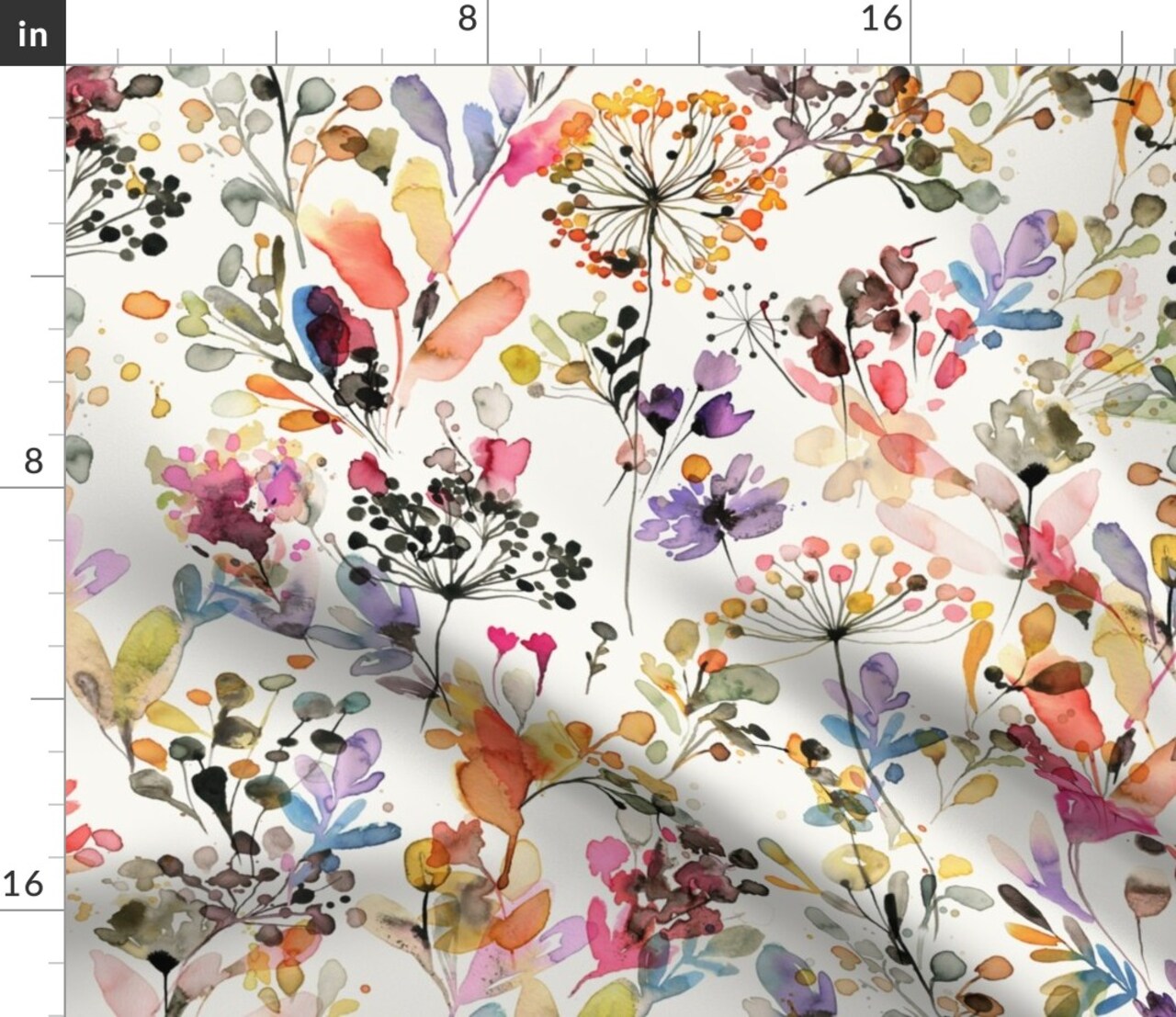 Watercolor Plants Floral Nature Abstract Plants Home Decor Watercolor Botanical Grasses Countryside Rustic Painterly Artistic Custom Printed Fabric by Spoonflower Various Fabrics by the Yard or Fat Quarter